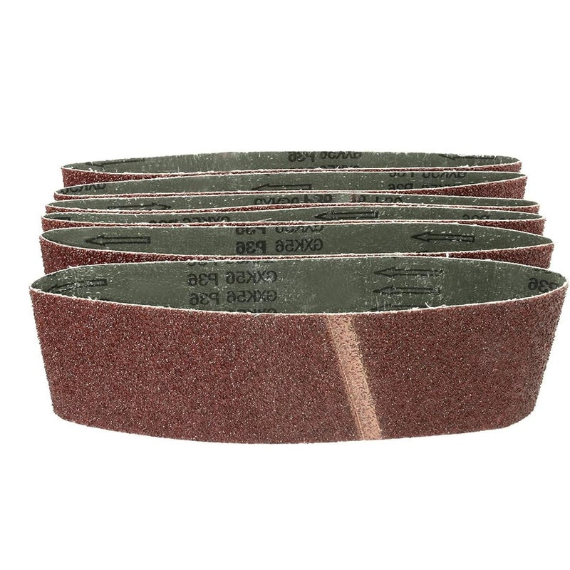 Boxonly 4 x 24 Inch Aluminum Oxide Sanding Belt for Belt Sander 36 Grit 6pcs (Red or Black Random) - Image 1